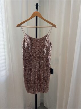 Sequin Slip Dress - Rose Gold
